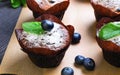 Six berry muffins with berries blueberry Royalty Free Stock Photo