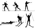 Six biathletes silhouettes