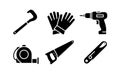 Six Black Construction And DIY Tools Icons hardware AI-Generated Royalty Free Stock Photo