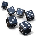 Six black game dices isolated Royalty Free Stock Photo