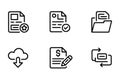Six Black Outline Icons for Documents and Cloud Storage file folder Royalty Free Stock Photo