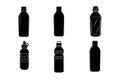 Six Black Silhouette Plastic Bottles of Different Types Royalty Free Stock Photo