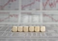 Six blank cubes on a business newspaper background Royalty Free Stock Photo