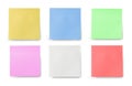 Six Blank Sticker notes isolated on white background. Mockup sticky Note Paper. Use post it notes to share idea on sticky note. Royalty Free Stock Photo