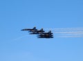 Six Blue Angels fly in tight formation Royalty Free Stock Photo