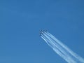 Six Blue Angels fly in tight formation during air show Royalty Free Stock Photo