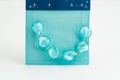 Six blue aqua glass beads for making jewelry