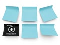 Six blue sticky notes isolated on white background Royalty Free Stock Photo