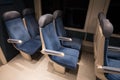 Six blue train seats  of a French train Royalty Free Stock Photo