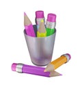 Six Highlighter Pencils with a Pink Rubber Royalty Free Stock Photo