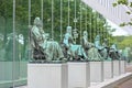 Six bronze statues depicting Dutch jurists, active between the seventeenth and nineteenth centuries. The Hague Royalty Free Stock Photo