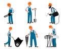 Six builders set Royalty Free Stock Photo