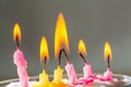Six burning birthday candles