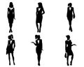 Six businesswoman silhouettes