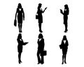 Six businesswomen silhouettes