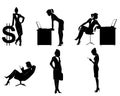 Six businesswomen silhouettes