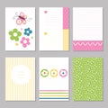 Yellow, pink and green spring flowers stationary pages Royalty Free Stock Photo