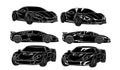 Six cars silhouettes