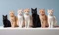 Assembly of Six Elegant Felines