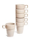 Six ceramic cream colored cup Royalty Free Stock Photo