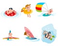 Six children on the water Royalty Free Stock Photo