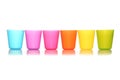 Six childrens plastic cups