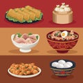 six chinese food dishes