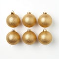 six christmas ornament balls covered with golden glitter Royalty Free Stock Photo