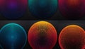 Six colorful circular abstract patterns on dark background Royalty Free Stock Photo