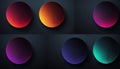 Six gradient circles with dot patterns on dark background Royalty Free Stock Photo