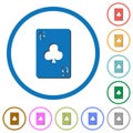 Six of clubs card icons with shadows and outlines Royalty Free Stock Photo
