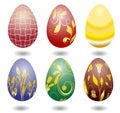 Six color easter eggs Royalty Free Stock Photo