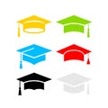 Six color graduation hats