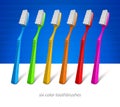 Six Color Toothbrushes