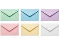 Six colored envelopes isolated on white background Royalty Free Stock Photo