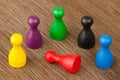 Six colored pawns isolated Royalty Free Stock Photo