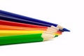 Six colored pencils Royalty Free Stock Photo