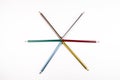 Six colored pencils Royalty Free Stock Photo