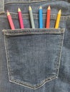 Pocket full of colored pencils Royalty Free Stock Photo