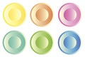Six colored plastic web buttons