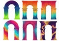 Six colorful arches with a gradient effect in various color Royalty Free Stock Photo