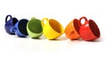 Six colorful cups