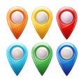 Six Colorful Glossy G P S Map Pointer Icons Set image Royalty Free Stock Photo