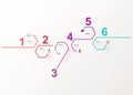 Six colorful hexagon vector progress steps illustration with icons and place for your company information. Royalty Free Stock Photo