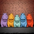 Colorful Hippopotamus: Comic Satire With Harmonious Color Fields