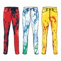 Colorful Watercolor Pants Vector Illustration In Pop Art Style