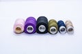 Six colorful skeins of thread. Royalty Free Stock Photo