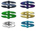 Six colour dollars sign