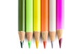 Six coloured pencils on white Royalty Free Stock Photo