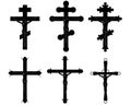 Six crucifixions silhouettes Royalty Free Stock Photo